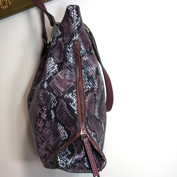 Vince Camuto Genuine Snake Embossed Leather Purple/Black   Emely Tote Bag. - Picture 5 of 15